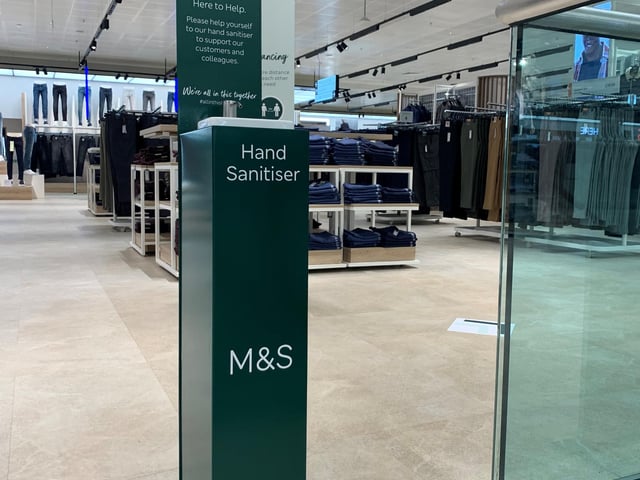 Hand sanitiser will be by the door at all M&S clothing stores.