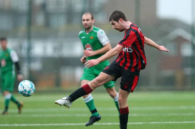 Rowner's Nick Scanson goes for goal in their win over Carberry. Picture: Chris Moorhouse (jpns 080122-36)
