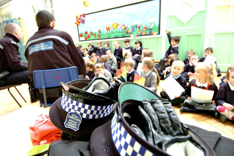 Police Community Support Officers called in to Hetton Lyons Primary School in 2008 to give a citizenship lesson on policing and law and order.