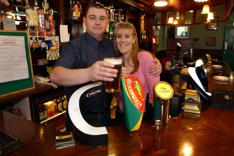 David Spraggon and Christine Campbell in the Pickwick Arms in 2004. Does this bring back happy memories?