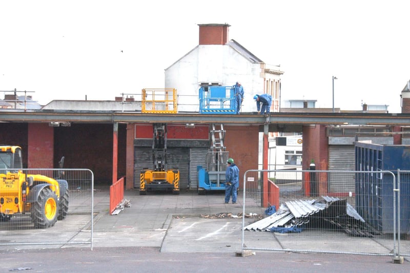 The demolition of the old bus station at Seaham in 2008.