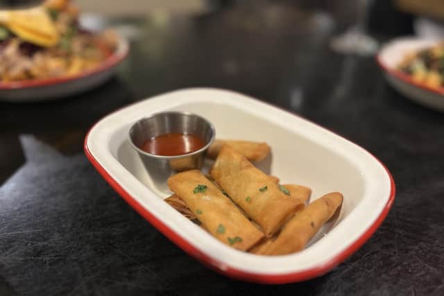The Vegetarian Spring Rolls come with a sweet chilli dip with a kick.