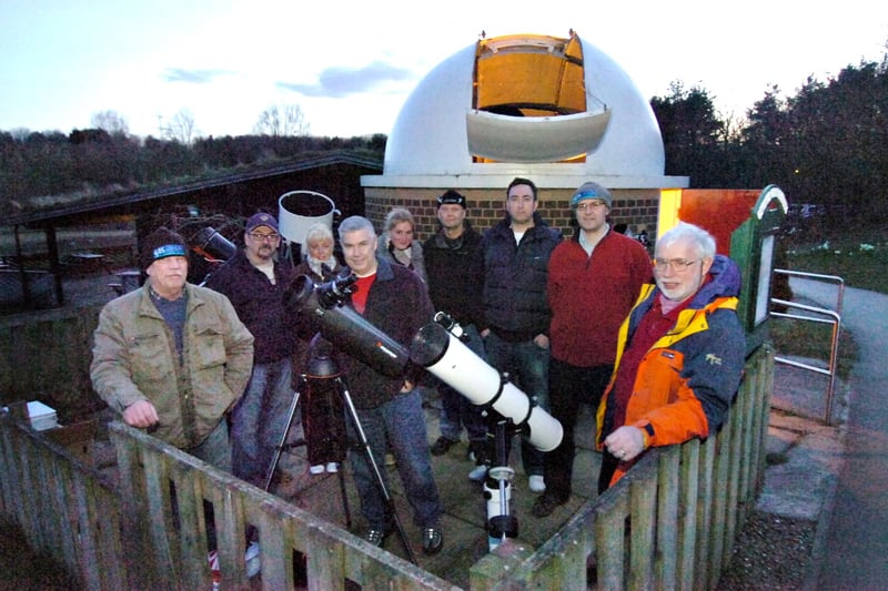 Members of Sunderland Astronomical Society at their Cygnus observatory at Washington Wetlands and Wildfowl Park. They were hosting a spring moon watch 12 years ago. Remember it?