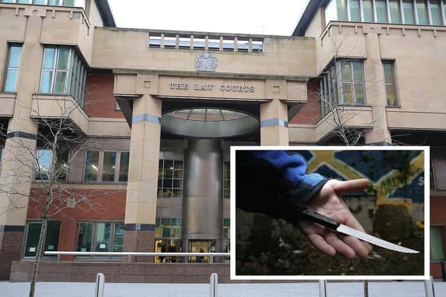 Sheffield Crown Court, pictured, heard how defendant Simon Caley slashed his friend and roommate with a knife during a booze-fuelled attack in the Sheffield flat they shared