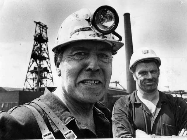 Rt.Rev Gordon Fallows with Ted Horton of Frickley Colliery in 1972