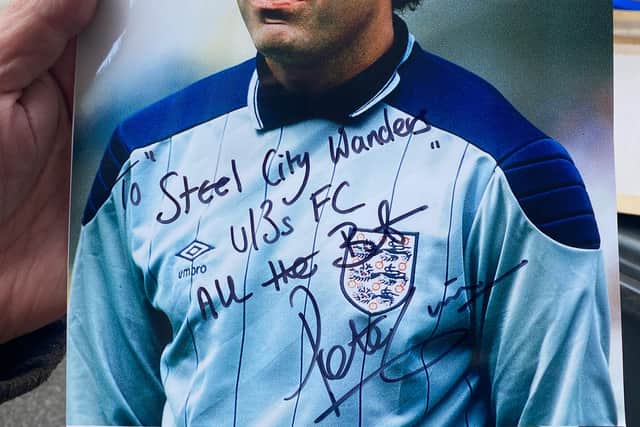 This signed photo of Peter Shilton was one of the items which went missing in the post before a replacement was sent