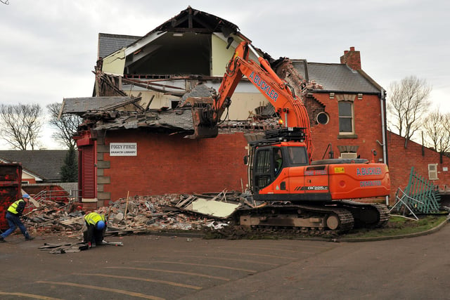 Demolition underway at Foggy Furze Library in 2012. Did you love to pay it a visit?