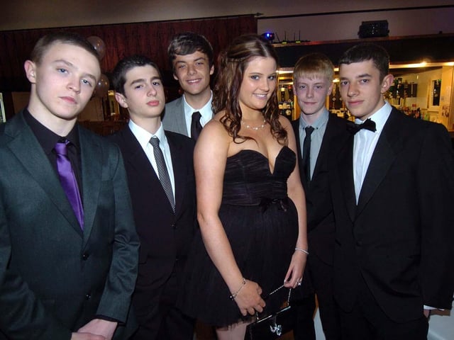 SILVERDALE SCHOOL PROM l/r: Don McAllister, Dan Bentley, Joe Bennett, Izzy Buffin, Josh Gilpin and Chris Taylor at the Silverdale School Prom at Baldwins Omega. 12 May 2011