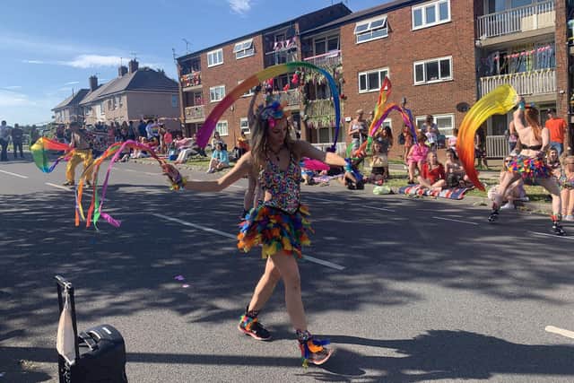 Dancers during the Everybody's Talking About Jamie street party on Deerlands Avenue