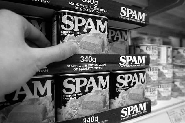 Spam - the luncheon meat was a staple of military diets and the subject of much merriment