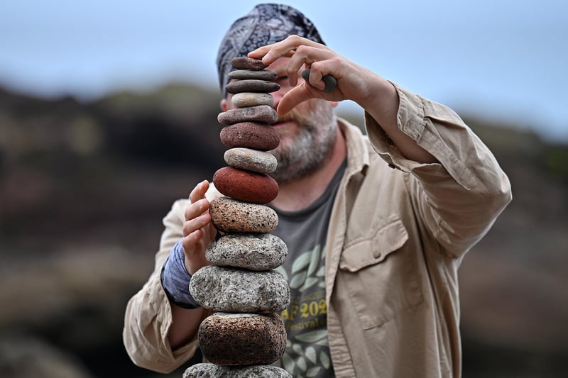 Enthusiasts take part in the European Stone Stacking Championships in Dunbar.