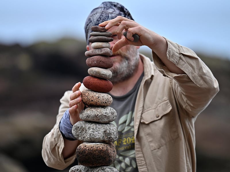 Enthusiasts take part in the European Stone Stacking Championships in Dunbar.