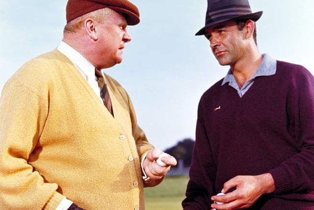 Sean Connery and Gert Frobe in Goldfinger in 1964
