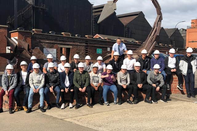 Rick Franckeiss (rear) with an intake of apprentices at Sheffield Forgemasters.