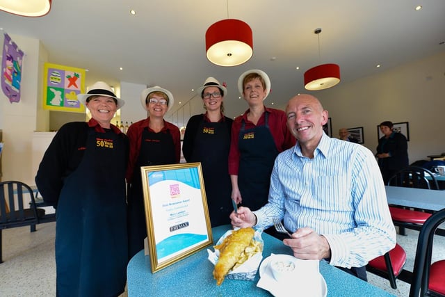 Mary Lambert's in Villiers Street has won a host of awards over the years including the UK’s Best Food Service Operator at this year's National Fish and Chip Awards.
Pictured here in 2014 is Eric Lambert with staff (from left) Christine Armstrong, Denise Balderson, Phillippa Shaheen and Angela McIntyre.
