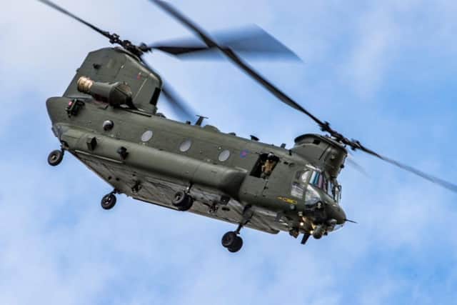 A Chinook helicopter was spotted flying low over Sheffield this morning. File photo from Ministry of Defence