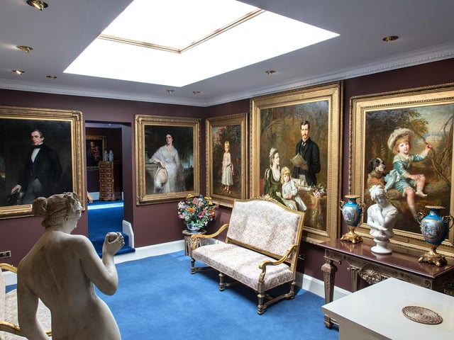 Portraits of Gladwyn and Ellen Turbutt (on the left of the photo), painted in the 19th century, are estimated to sell for between £1,500 and £3,000 each. To Ellen's right is a portrait of Rachel Gladwyn Turbutt and on the extreme right of the photo is a portrait of Gladwyn Maurice Revell Turbutt, both of which are in the auction (photo: James Pembrey)