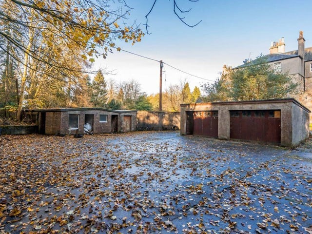 Double garage and stores.