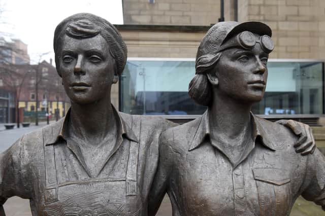 The Women of Steel statue outside Sheffield City Hall