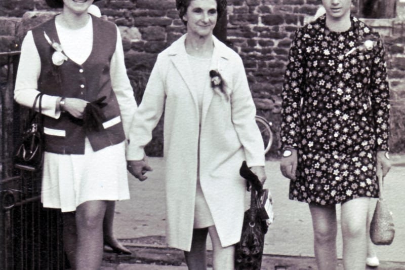 Pictured in 1968, Judy Armitage (nee Bennett) of North Anston, mum Mary and sister Cathy on their way to the wedding of Judy and Cathy's brother