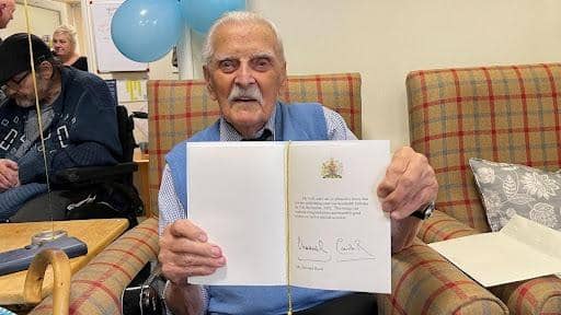 Bernard Bools, a 100-year-old Normandy veteran has received a birthday card from King Charles III and the Queen Consort. Picture: Andy Kershaw