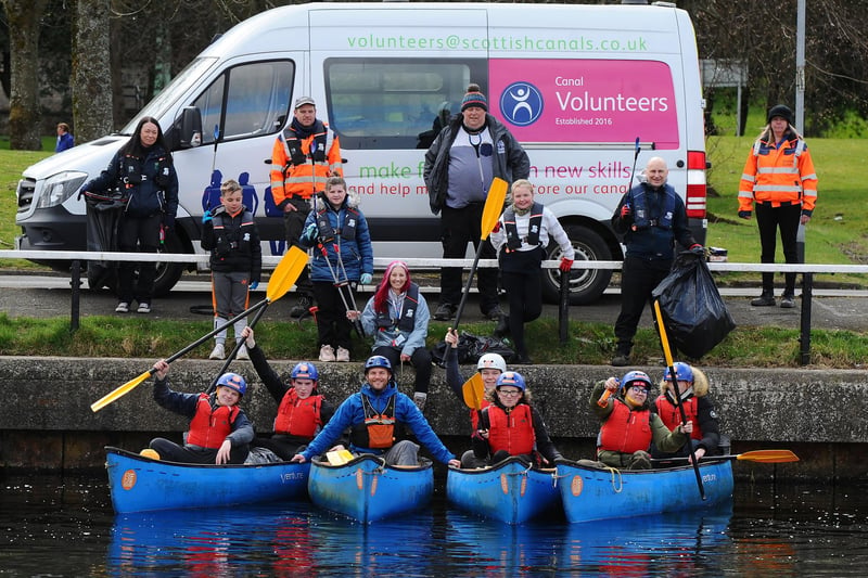 Ready for the off - the youngsters get their paddles at the ready to travel down the canal
