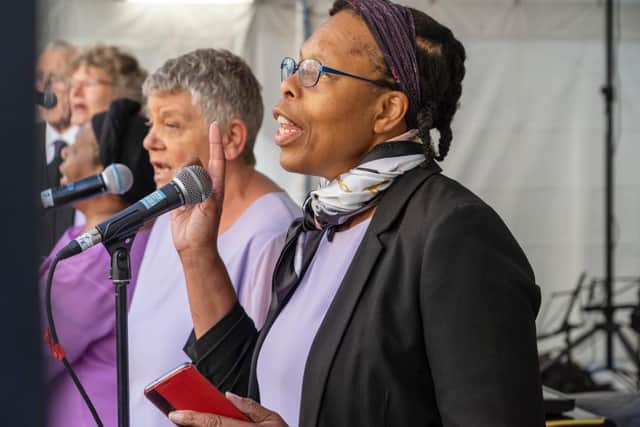 Darnall Community Gospel choir at the opening ceremony of Sheffield's first African Caribbean market, organised by ADIRA - October 25.