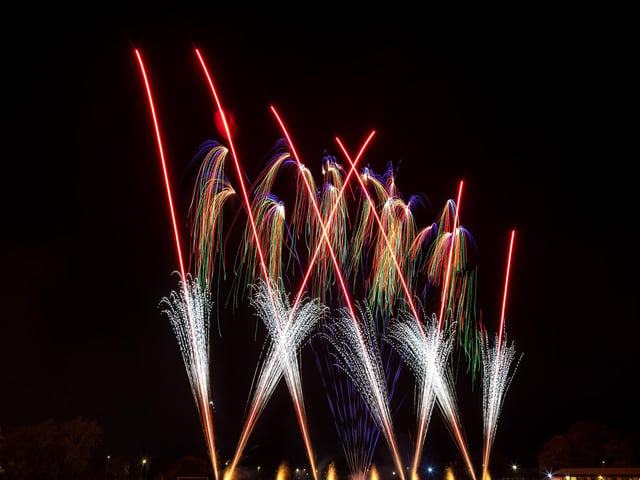 Hundreds of people gathered to see the dazzling fireworks display at HMS Sultan last night.