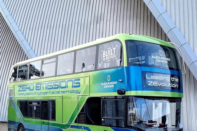 Battery electric bus at the COP 26 conference, worth about £500,000.