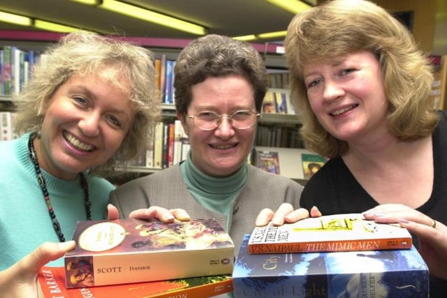 In 2000 MP Rosie Winterton and Jane Kidd donated books to the Doncaster Central Library. Gill Johnson, head of the library accepts the donation.