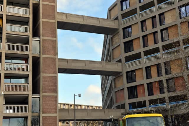 The famous 'I love you' graffiti has been removed at Park Hill flats in Sheffield.