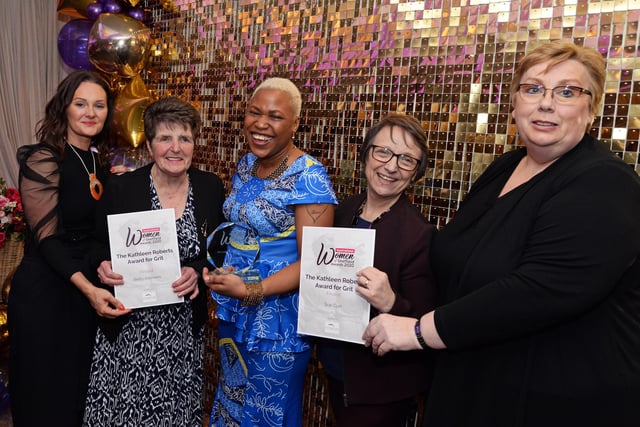 Paulina Francis, winner of the Kathleen Roberts Award for Grit, pictured with Kay Woodburn, of Gritty People, Jill Thomas, of Future Life Wealth Management and finalists Betty Andrews and Sue Curr