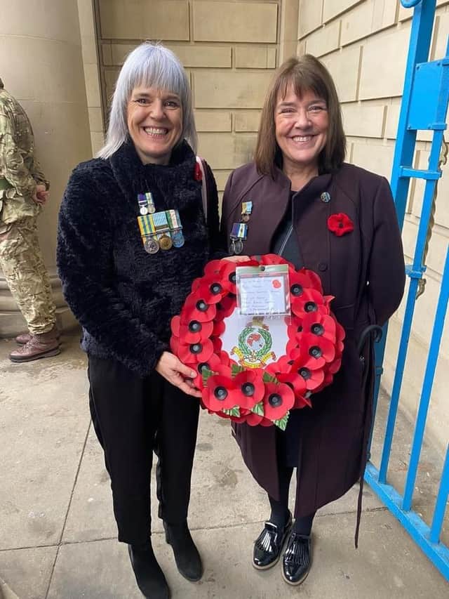 Rob Griffin’s sisters Mandy Kazmierski & Jo Bond at the Remembrance Sunday Event in Sheffield.
