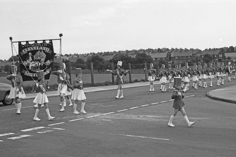 Cleveland Militares marching at Thorney Close Carnival in August 1980.