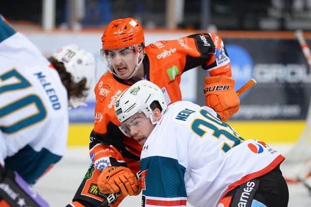 Brandon Whistle  v Belfast Giants, picture by Dean Woolley