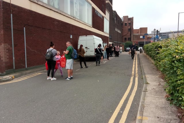 The rear of the queue for Primark in Doncaster town centre