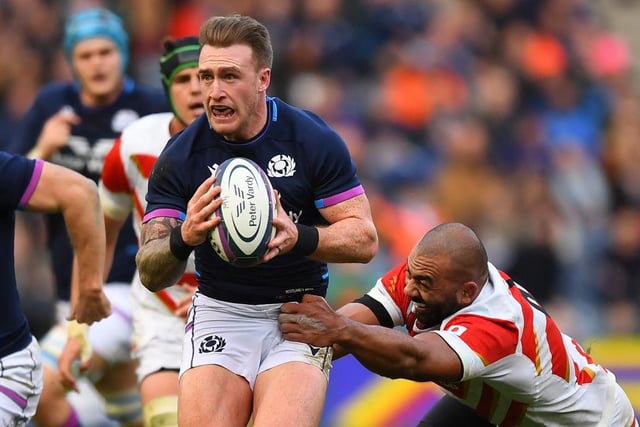 History-maker started like a coiled spring and upon release bounded forward to start and finish the move for his record-setting try. Scotland wouldn't relinquish the lead. 8