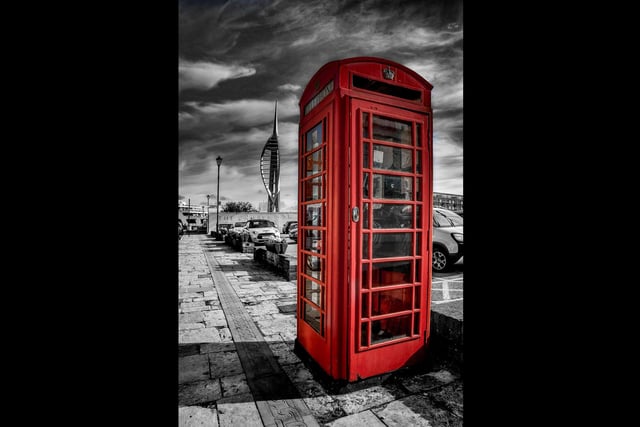Red telephone box, with view towards the Spinnaker Tower.
Picture: Raymond Clarke