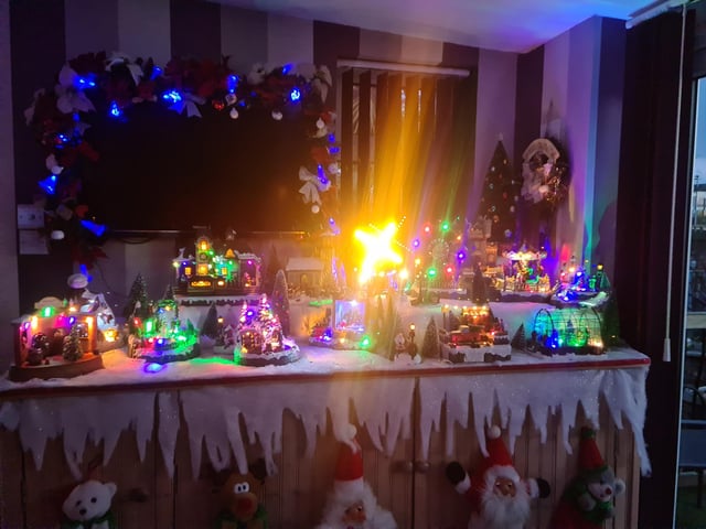 Lisa Purtill's dad put up his Christmas lights in Peterborough Road, Cosham, early after being unable to put them up in 2019 because he was in hospital being treated after a cancer diagnosis.