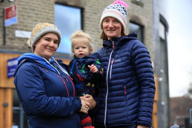 Katy (left) and Clare Wheatcroft-Lee with Jude. Picture: Chris Etchells