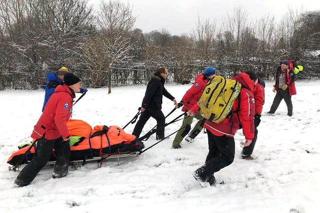 Edale Mountain rescue battling in the snow in 2018 during the Beast from the East