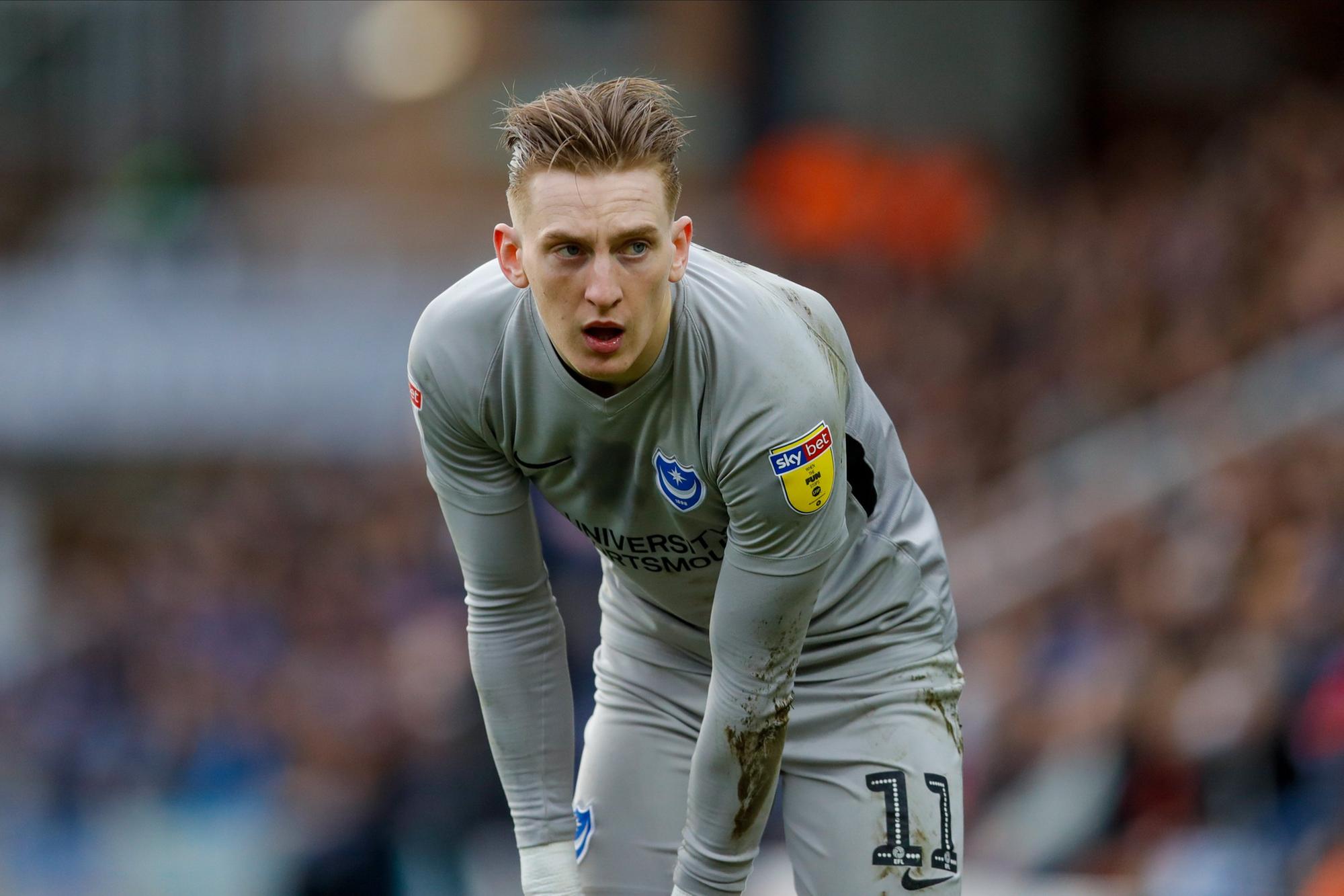 Portsmouth midfielder Ronan Curtis (11)  during the EFL Sky Bet League 1 match between Peterborough United and Portsmouth at London Road, Peterborough, England on 7 March 2020.