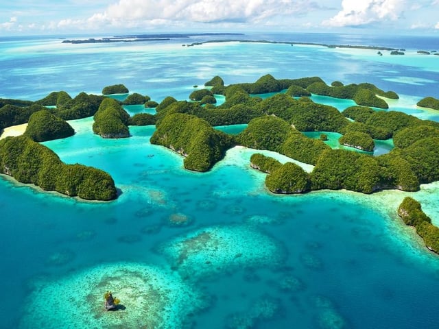 The northern Pacific nation of Palau is made up of more than 200 volcanic and coral islands, many of them surrounded by a single barrier reef. Palau has no recorded Covid-19 cases (Photo: Shutterstock)