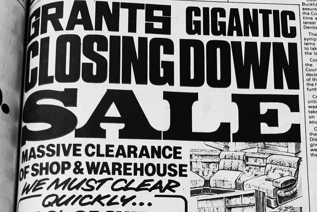 Grants moved into Whytescauseway, Kirkcaldy, in 1970, and closed its doors in 1981.
The furniture shop signed off with deals it claimed had never been seen before as sit sold off corner units, wardrobes, dining room furniture and bedroom fitments.