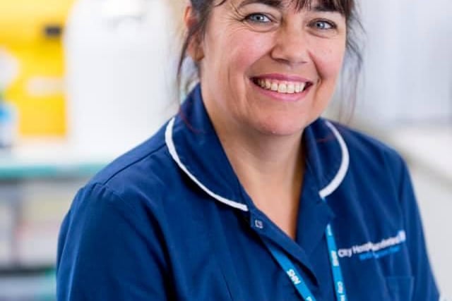 Neil Stothard says Sharon "normally works in the chest clinic but now back on the wards during this emergency. We’re so proud of her but so worried for her and all the NHS staff risking it all to care for others that need them"