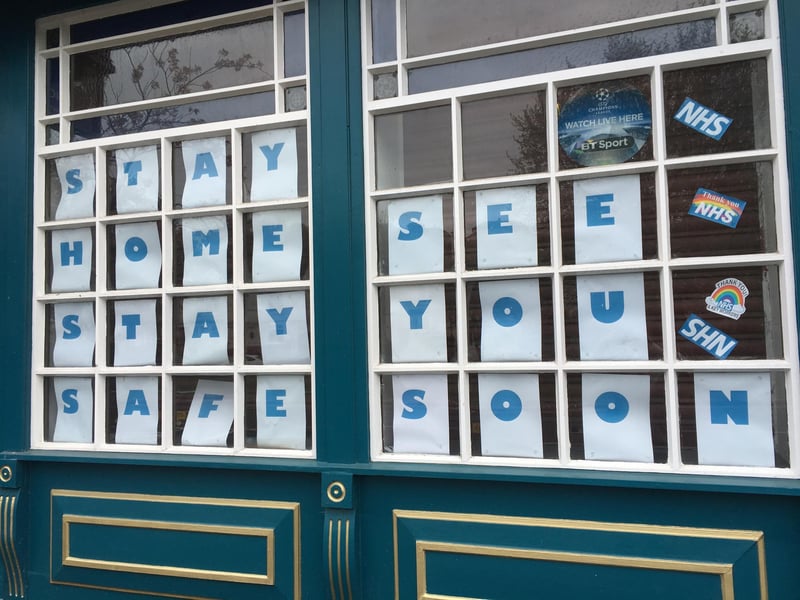 Pub staff used window art to let their customers know they were thinking of them.