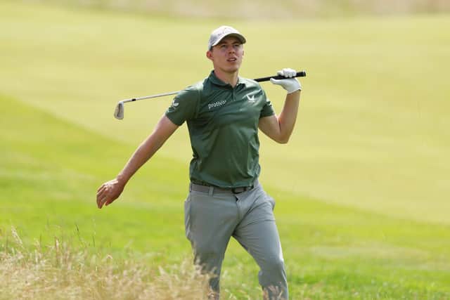 Matt Fitzpatrick of Sheffield watches his second shot on the third hole during the second round of the 122nd U.S. Open Championship at The Country Club on June 17, 2022 in Brookline, Massachusetts. (Photo by Patrick Smith/Getty Images)