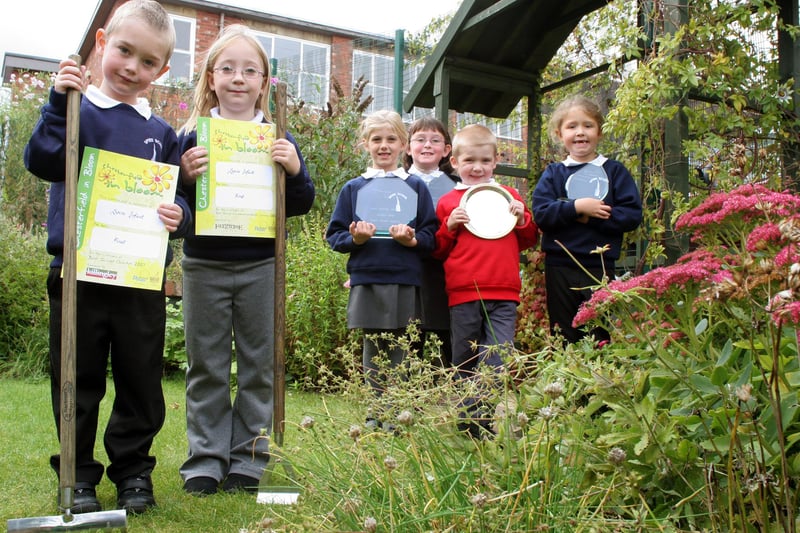 Hayden Leadbeater, Melody Watson, Holly Bentley, Katie Wigston, Alex Chauntry and Holly Cocker comprise the gardening team at Spire Infant School, Chesterfield, winners of Chesterfield in Bloom in 2007.