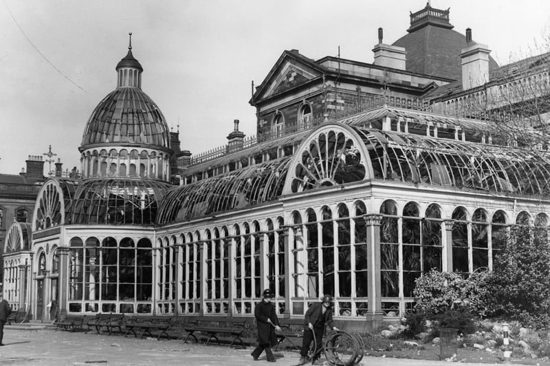 Glass was shattered at the Winter Gardens after a 1941 air raid as this photo shows.
