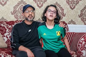 Dad and daughter Haroon Rachid and Aroob. Haroon is asking for his daughter's care to be transferred from Sheffield Children's Hospital to another city, because he has lost faith in them. His son died after what he saw as failings in the care he was given